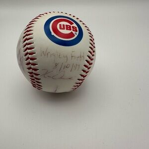 Chicago Cubs Signed Baseball Ron Santo Paul Konerko Wrigley Field 8/10/97